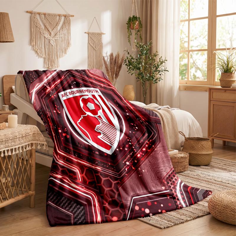 Bournemouth Football Print Flannel Blanket Soft Warm Sofa Bed Throw Blanket For Home Office Bedroom