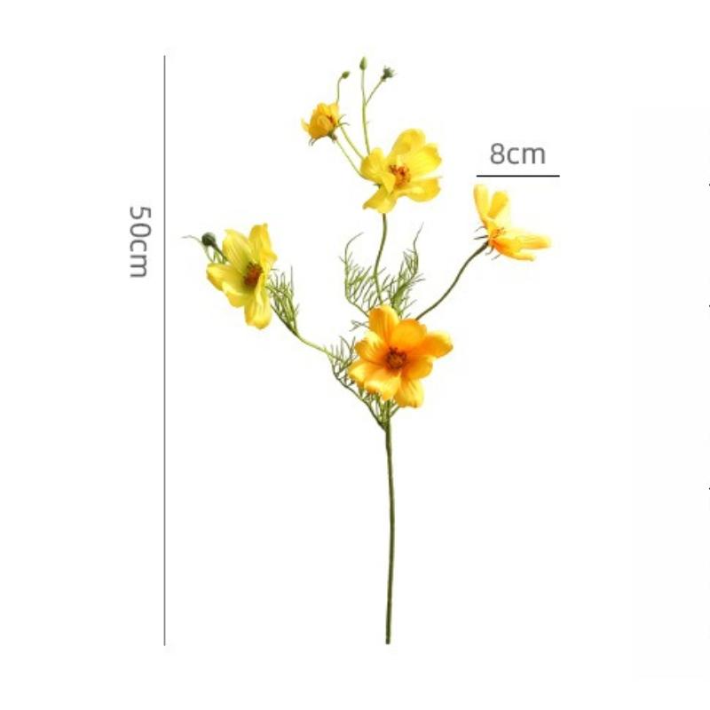 12pcs Simulation Coreopsis Silk Fake Flowers Artificial 5-Heads Coreopsis Branch White Flower Shopping Mall Decoration Plant