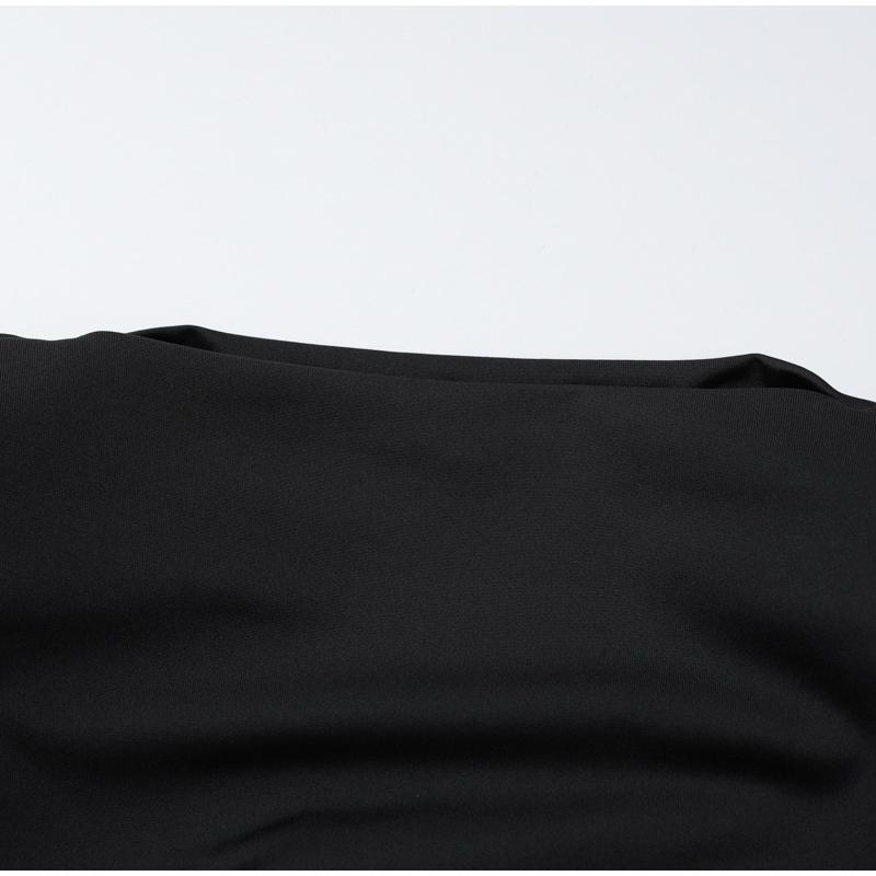 Elegant Ruched Maxi Dress for Women Fashion Sexy Long Sleeve Autumn O-neck Evening Party Dresses