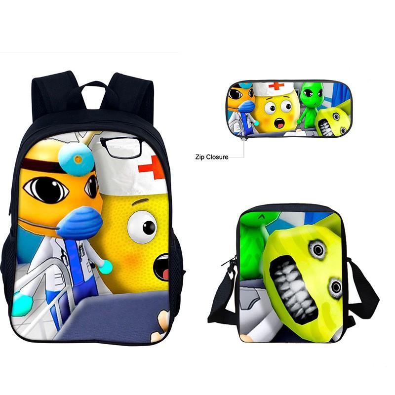 Kids Animal Hospital Themed School Backpack Set With Crossbody Bag Pencil Case Elementary Students