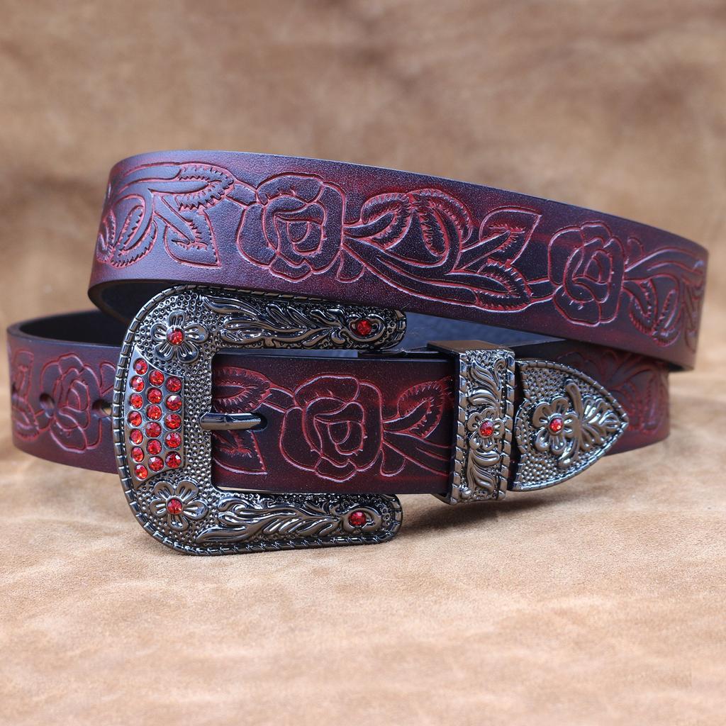 Handmade Cowhide Belt, Retro Pure Cowhide Belt, Men'S Trendy Young People Pin Buckle Men'S Genuine Leather Belt