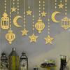 DIY Paper Ramadan Kareem Decor Gold Silver Hang Garland Star Moon Lantern  Eid Atmosphere