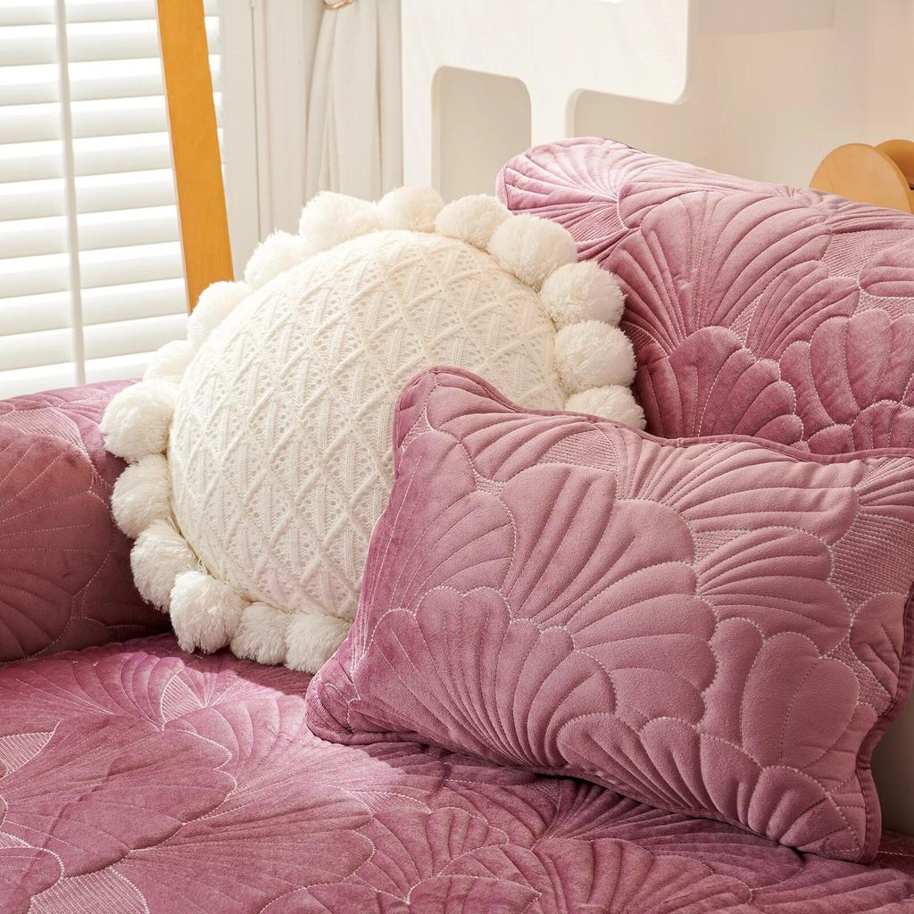 2023 New Autumn and Winter Crystal Velvet Embroidered Sofa Cushion Living Room Thickened Non-slip Sofa Cover Towel Sofa Cover