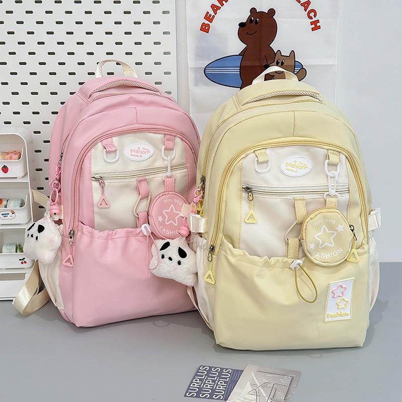 

Милый девчачий мини-рюкзак контрастного цвета, женский дофаминовый рюкзак со звездой и трубой, сумка для учеников средней школы