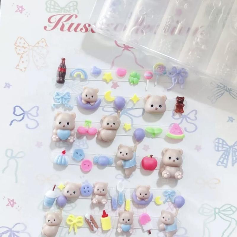 1 szt. Kreskówkowy Miś Silikonowa Forma do Paznokci Nail Art Szablon do Paznokci Ozdoby Nail Art Relief Manicure Forma Szablon do Paznokci
