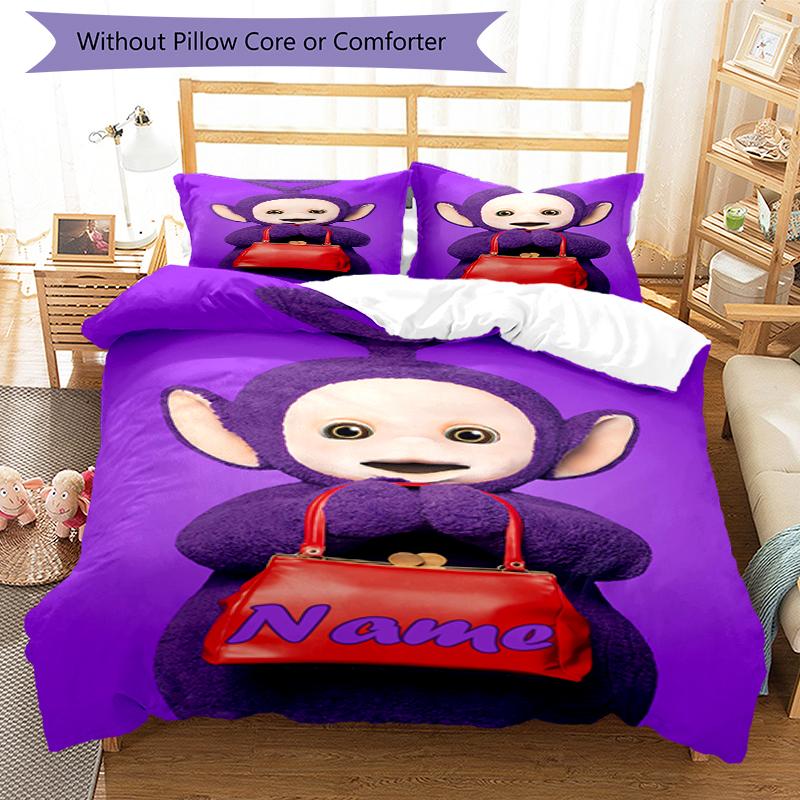 3-teiliges personalisiertes Teletubbies Bettwäsche-Set Bettbezug mit Verschluss Enthält 1 Bettbezug & 2 Kissenbezüge, Weich und bequem für alle Jahreszeiten.