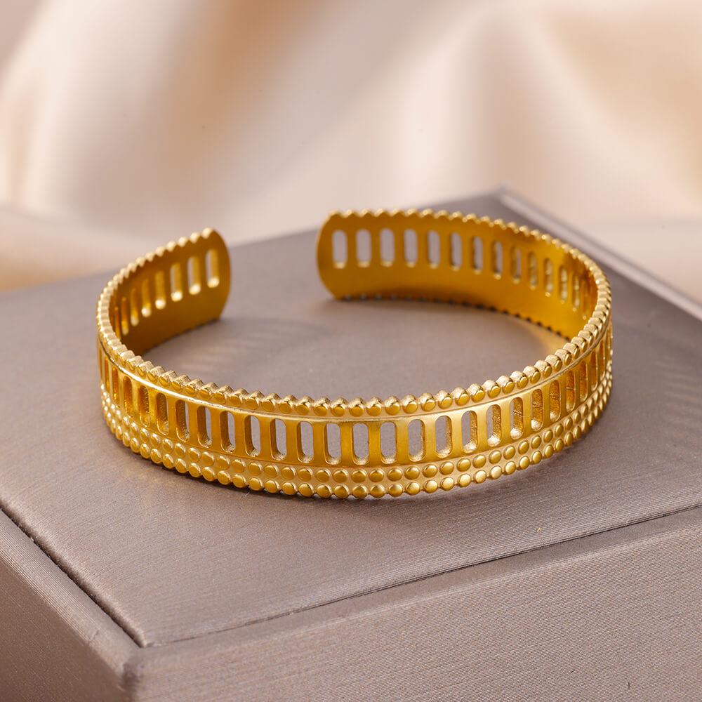 316L Stainless Steel Bangles For Women Vintage Punk Open Wide Bangle Bracelets Exquisite Wedding Jewelry Gift