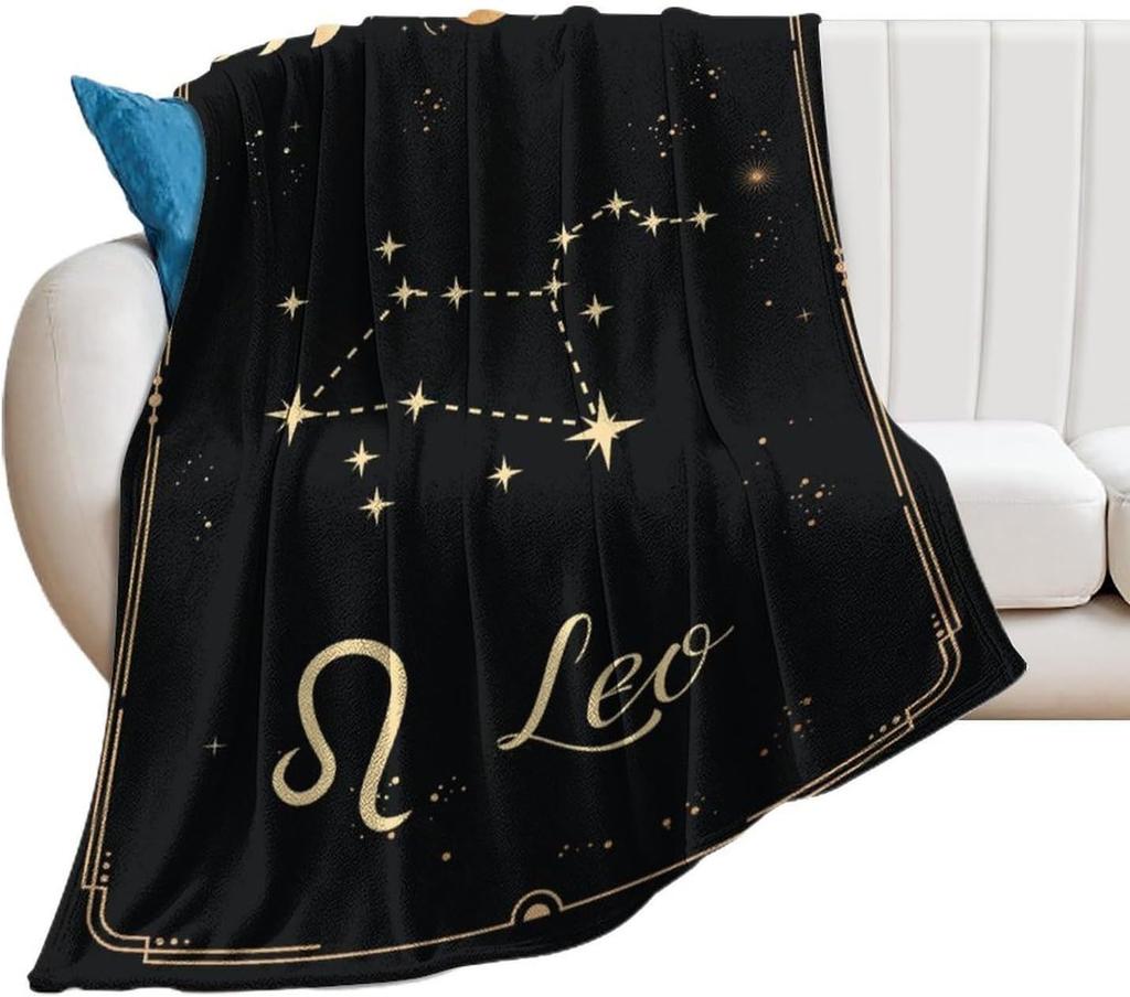 Twelve Zodiac Signs Patterns Printed Blanket for Sofa Bed Travel Camping Living Room Conditioning Blanket for All Seasons Gifts