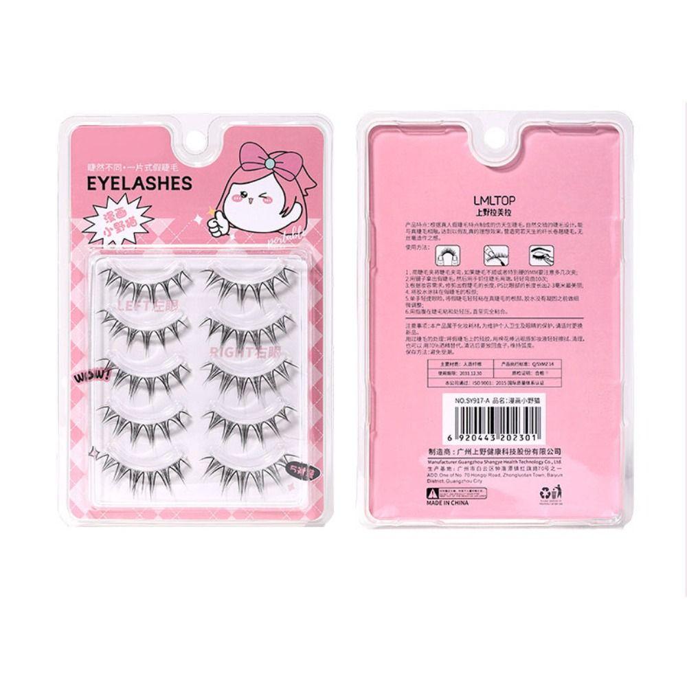 5Pair Fishtail Full Strip Lashes DIY Eyelashes Extension Comic Style Grafting Eyelashes  School