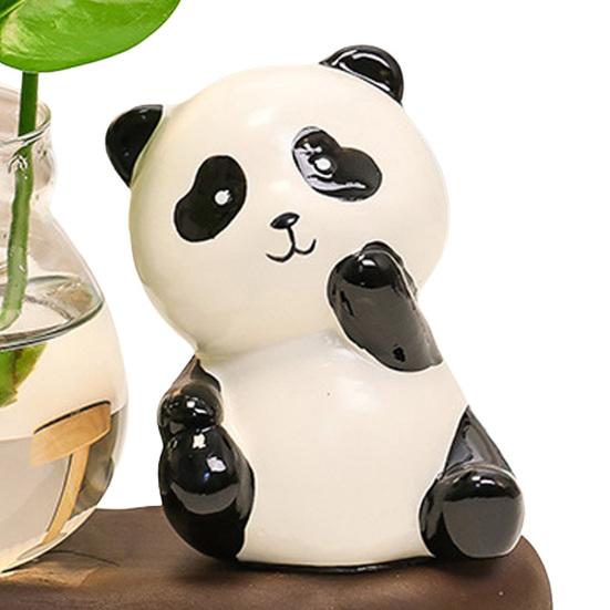 Desktop Glass Planter Vase Holder Small Cute Ceramic Panda Hydroponic Vase Decorative Flowers Plants Pot for Desk Table