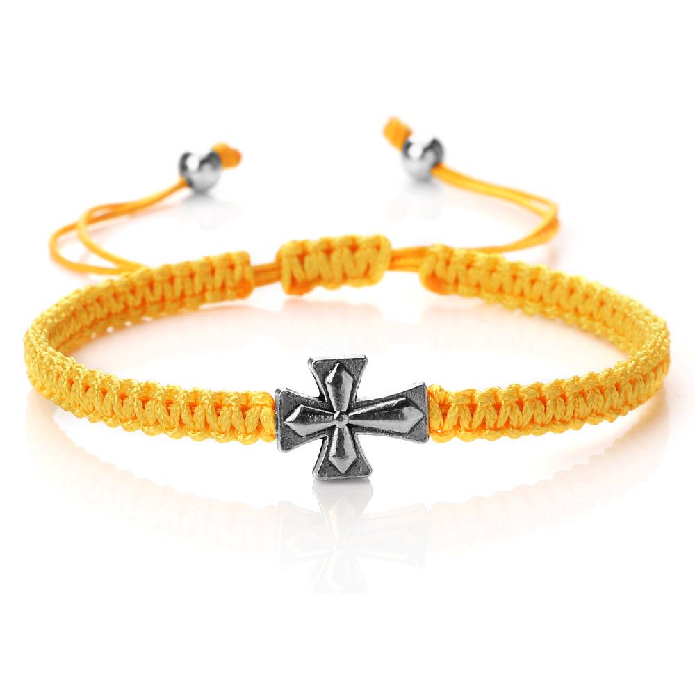 Conjunto de Pulseras Cruzadas Nudo Ruyi: Pulseras de Cuerda Tejidas a Mano con Chapado de Aleación para Parejas