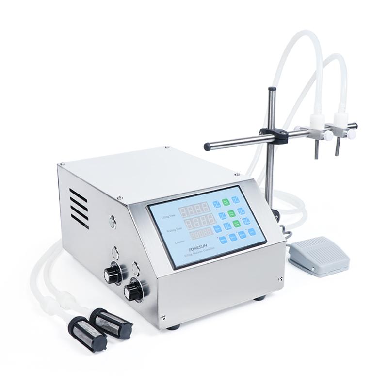 

ZONESUN ZS-DPYT2P Liquid Filling Machine Semi-automatic Double Nozzles Beverage Juice Perfume Vial Water 50-4000ml Bottle Filler 110 volts