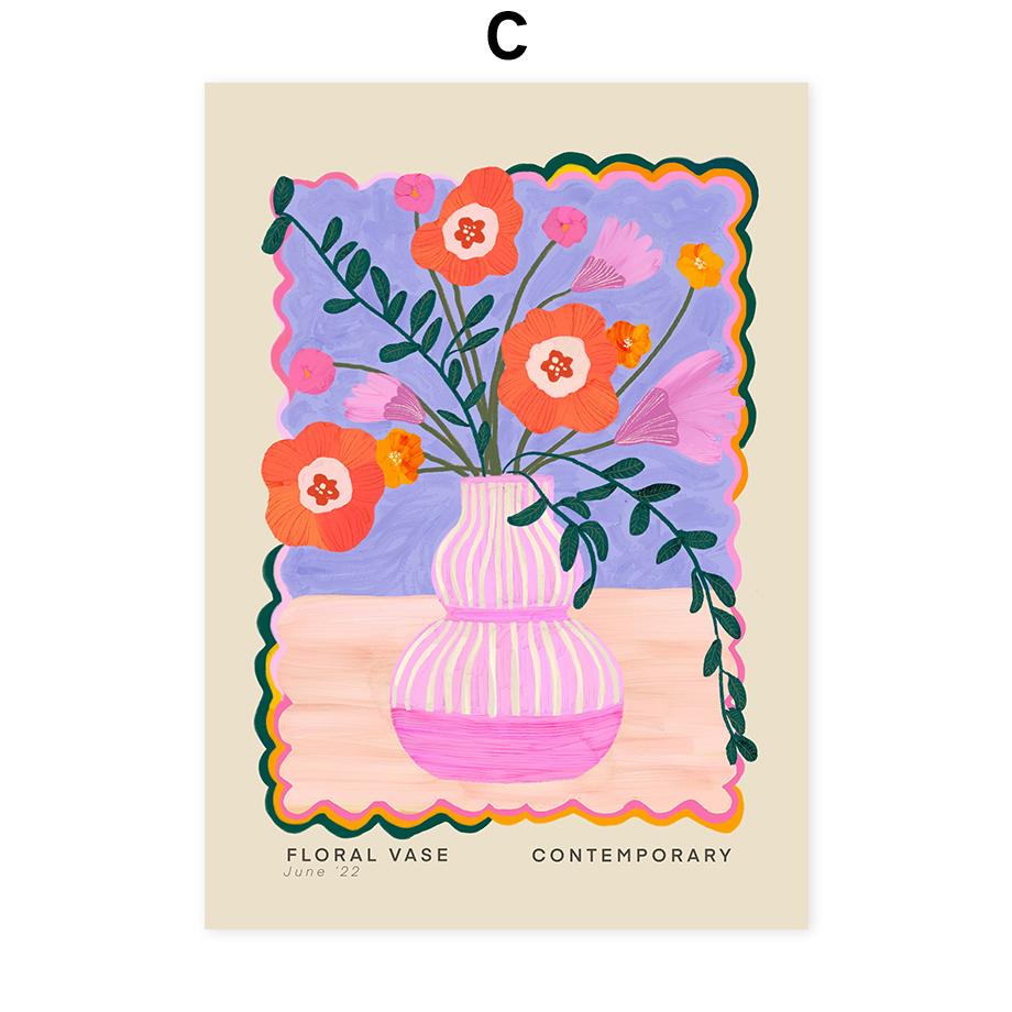 Colorful Flowers Minimalism Abstract Posters Wall Art Prints Decoration Canvas Painting Pictures Bedroom Living Room Decor Mural