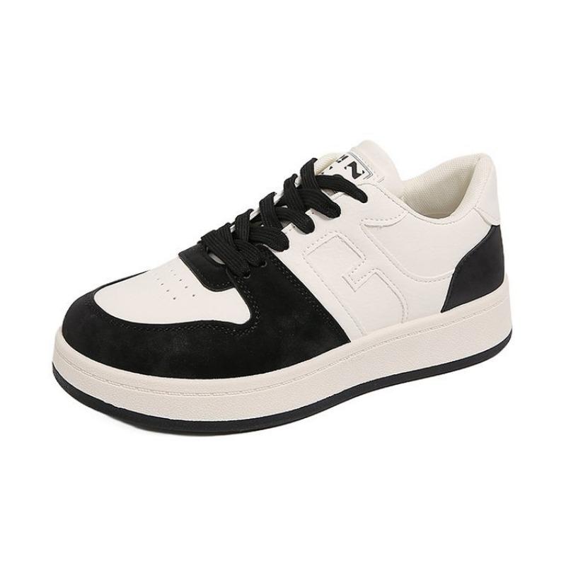 

College style color matching little white shoes women s new versatile platform casual single shoes student street shooting board shoes 36 чёрный