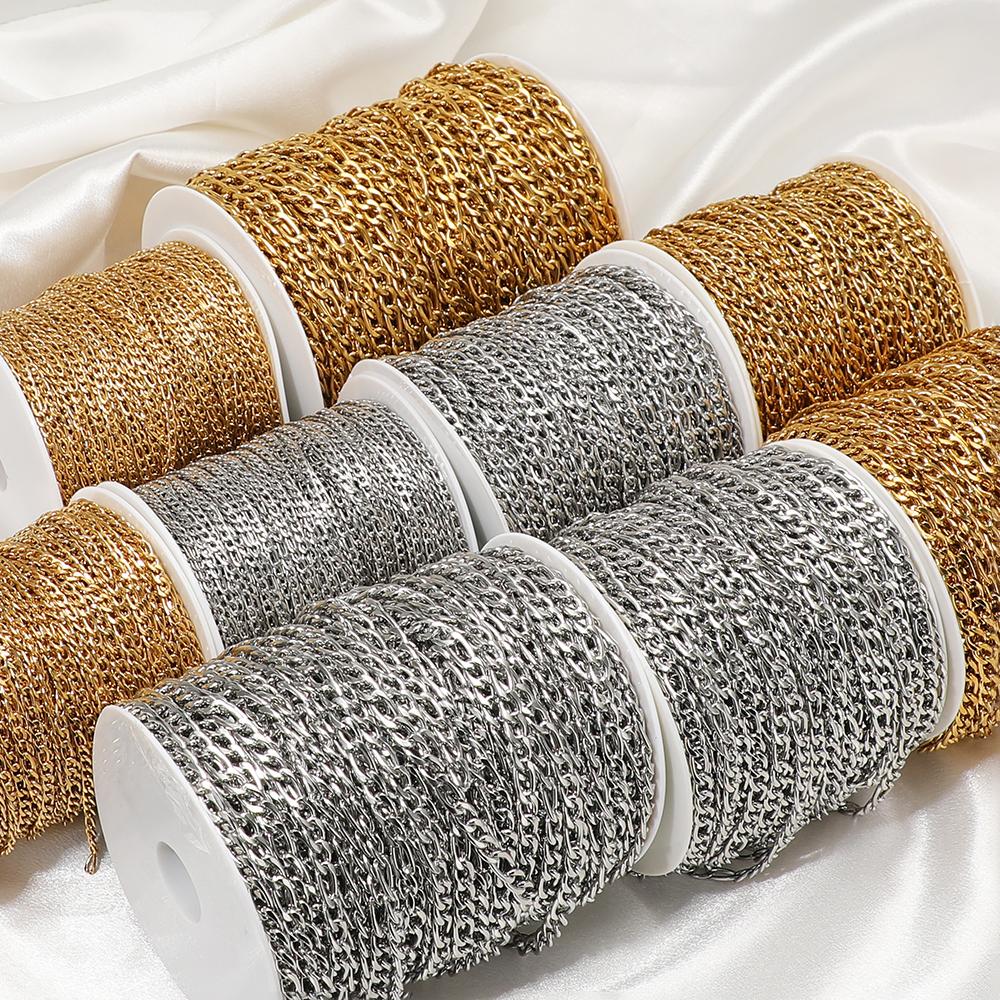 2 Meters Stainless Steel Link Cuban Figaro Chains Bulk for DIY Jewelry Earrings Making Necklace Findings Bracelets Wholesale