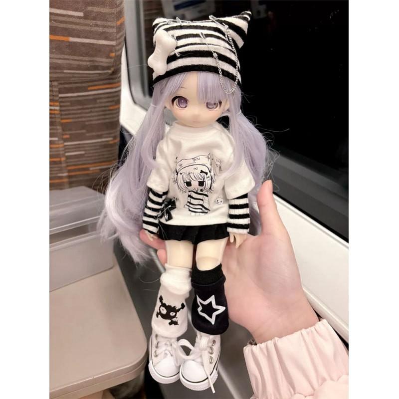 BJD Doll Clothing Set 1/4 1/6 1/3 Scale Dolls Cat Ear Kawaii Harajuku Style Outfit Fabric Costume