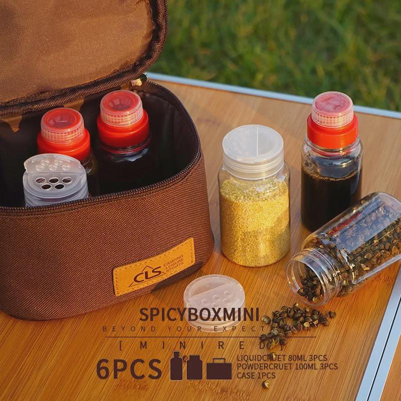 CLS Mini Seasoning Bottle Set: Portable 6-Piece Spice Jar for Outdoor Camping, BBQ, and Kitchen Storage