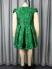 Plus Size Floral Jacquard  A Line Dresses for Women with Short Cap Sleeves Ideal for Parties Brunches and Special Day Events
