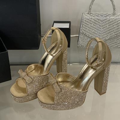 Fashion Liyke Laufstegmode 12CM Quadratische Hohe Absätze Für Damen Bankett Partyschuhe Mode Offene Zehen Kristall Strass Plateau Sandalen