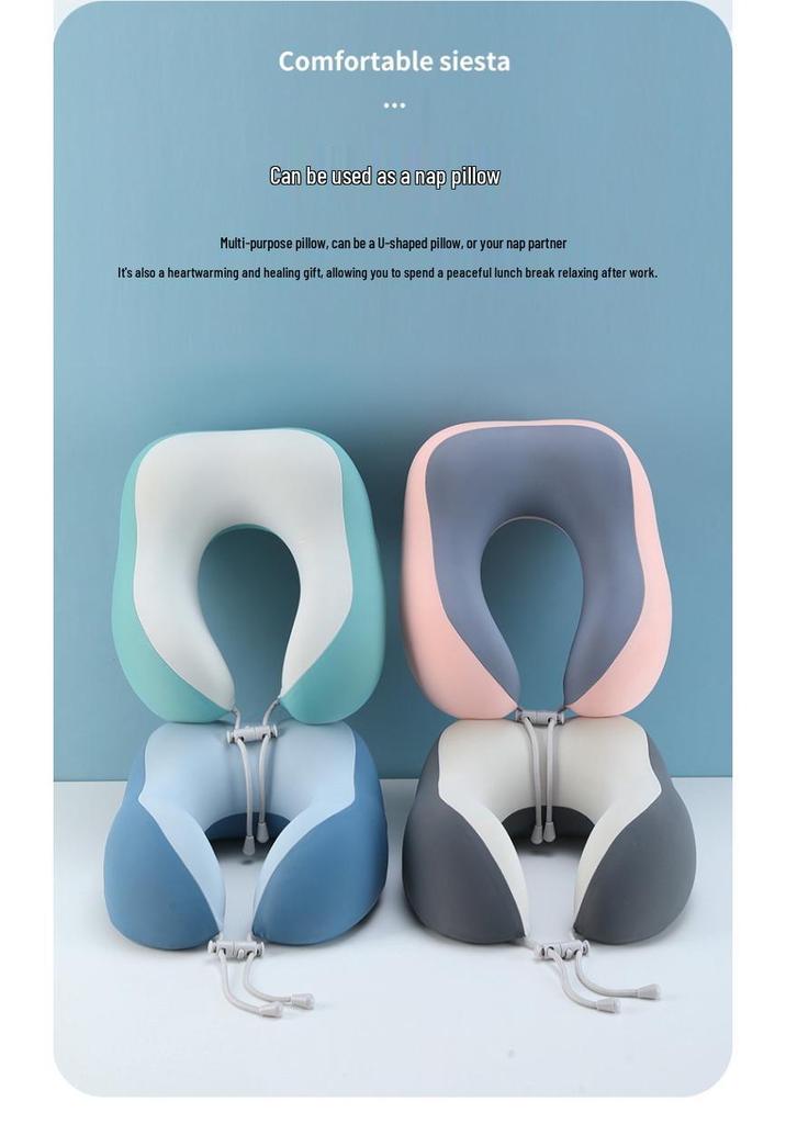 U-Shaped Memory Foam Travel Pillow: Detachable, Washable Ice Silk Cover for Cool Neck Support - Portable and Gift-Ready
