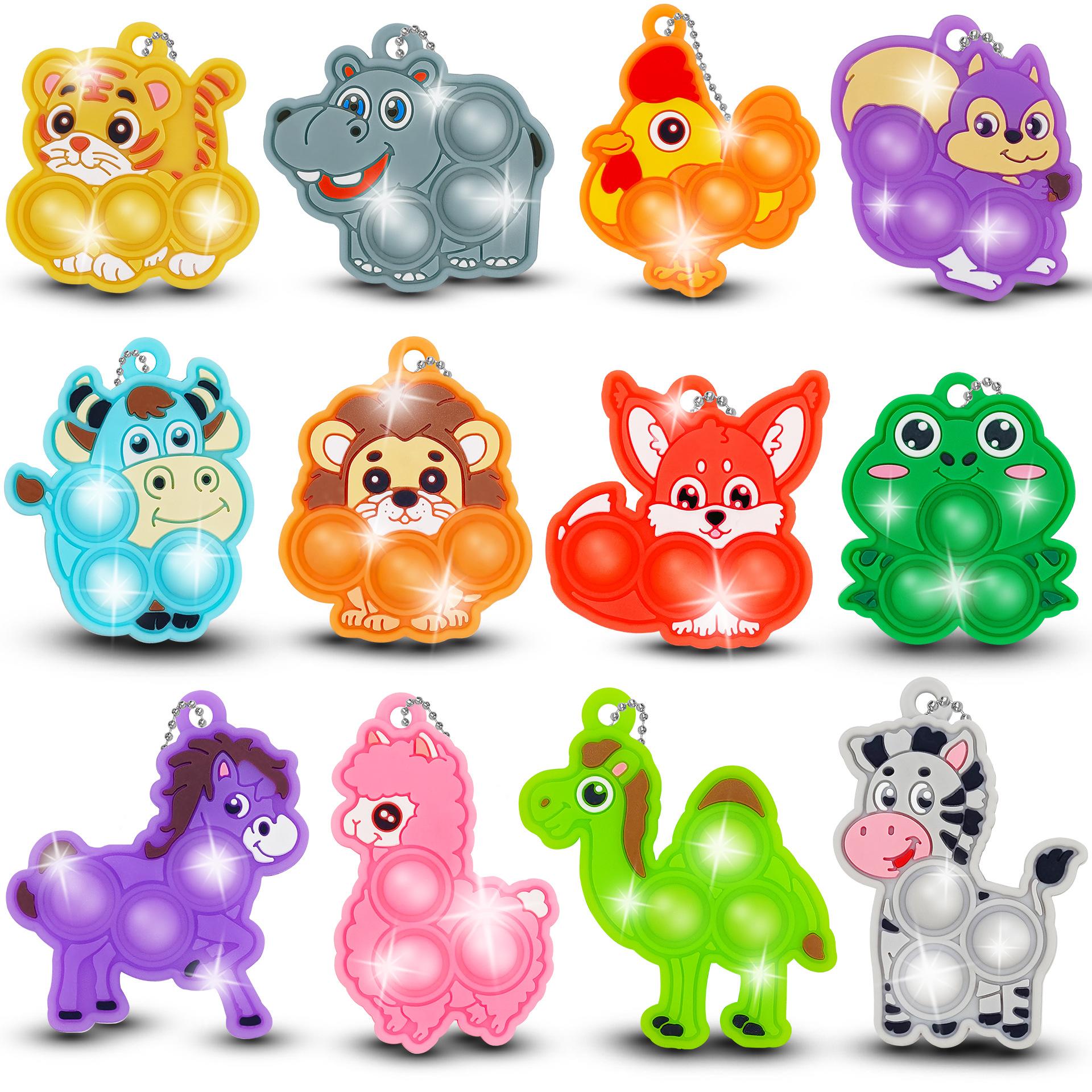 12 stuks Mini Kleurrijke Dierlijke Kameel Kikker Schaap Pop Fidget Speelgoed Druk Bubbel Sensorisch Stressverlichtend Speelgoed
