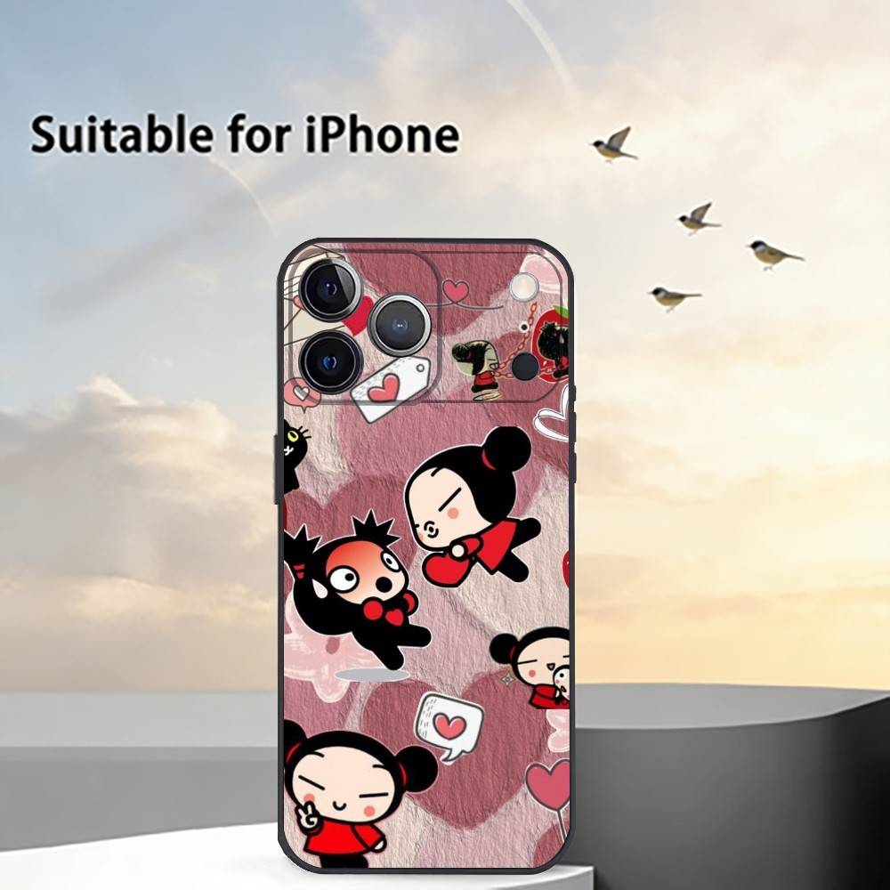 

Pucca C-Cartoon Garu Phone Case For iPhone 17, 16,15,14,13,12,11 Plus,Pro Max, Others Soft Black Cover iPhone17promax