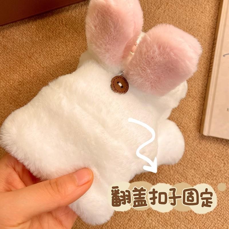 Cute plush women's season thickened half finger flip plush cold ride