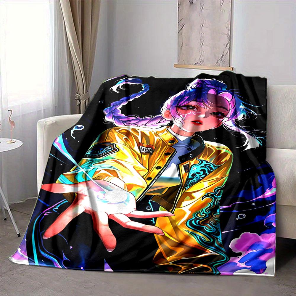 1PC Huntrix, K POP Blanket, Throw For Sofa, Bed, Travel, Camping, Livingroom,
