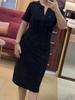 2026 Euro-American Crystal Slim-Fit Plus Size Women's Short Sleeve Slit Summer Dress