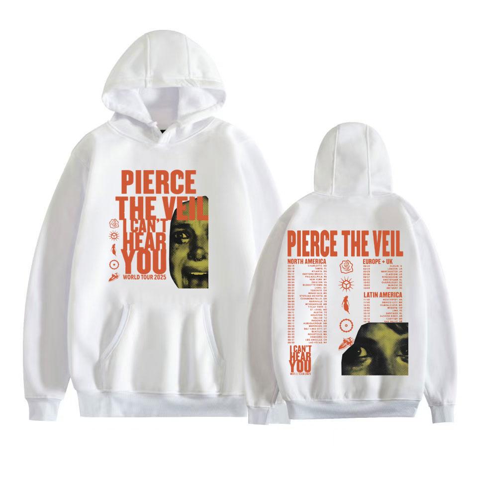 Pierce The Veil I Can't Hear You Tour 2025 Kapuzenpullover Herren Damen Harajuku Hip Hop Rock Punk Sweatshirt Lässig Fleece Übergröße Hoodie