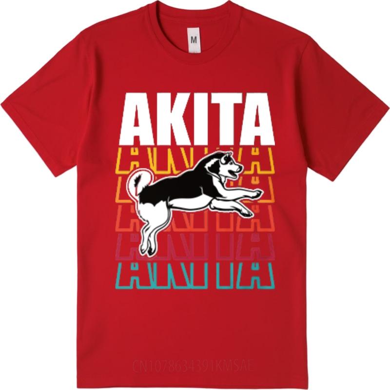 Unisex Tshirt Breathable For men Crew Neck tshirt Black Akita Dog Graphic With Colorful Text Layers Hiphop For man Top tees S