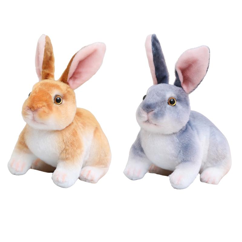 16cm Squatting Rabbit Plush Toy Simulation Animal Doll Skin Friendly Soft Sleeping Companion Easter Birthday Gift for Kids