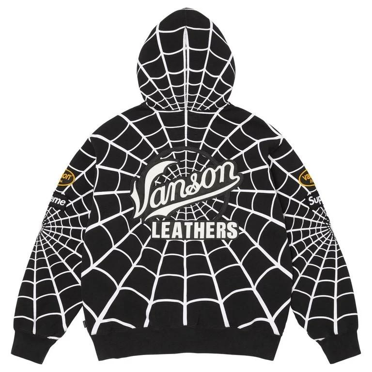 Supreme X Vanson Leathers Spider-Man Zip Up Hooded Sweatshirt Black