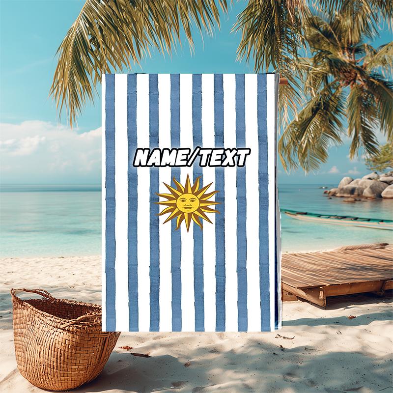 1PC Custom Name Sun Stripes Beach Towel Highly Absorbent And Sand-Resistant Towel for Swimming, Pool, Yoga, And Travel Lightweight