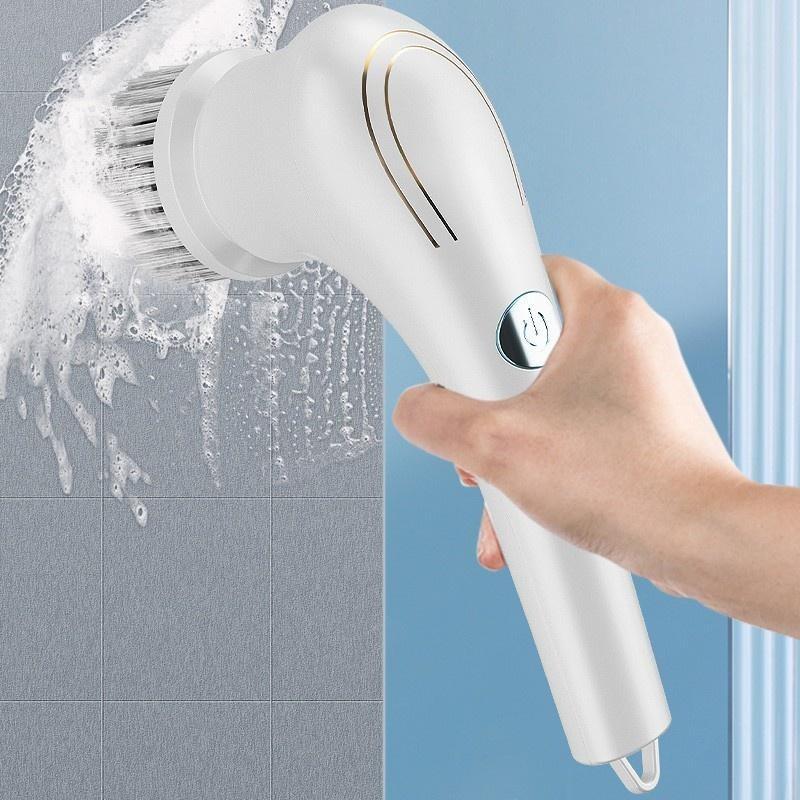 Household Electric Cleaning Brush Rechargeable Electric Scrubber with Detachable Head Cleaning Brush Kitchen Toilet Cleaning Tool