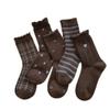 Winter Thick and Warm Soft Velvet Coffee-blue Heart-shaped Floral Striped Mid-calf Socks, Versatile Pile Socks for Women