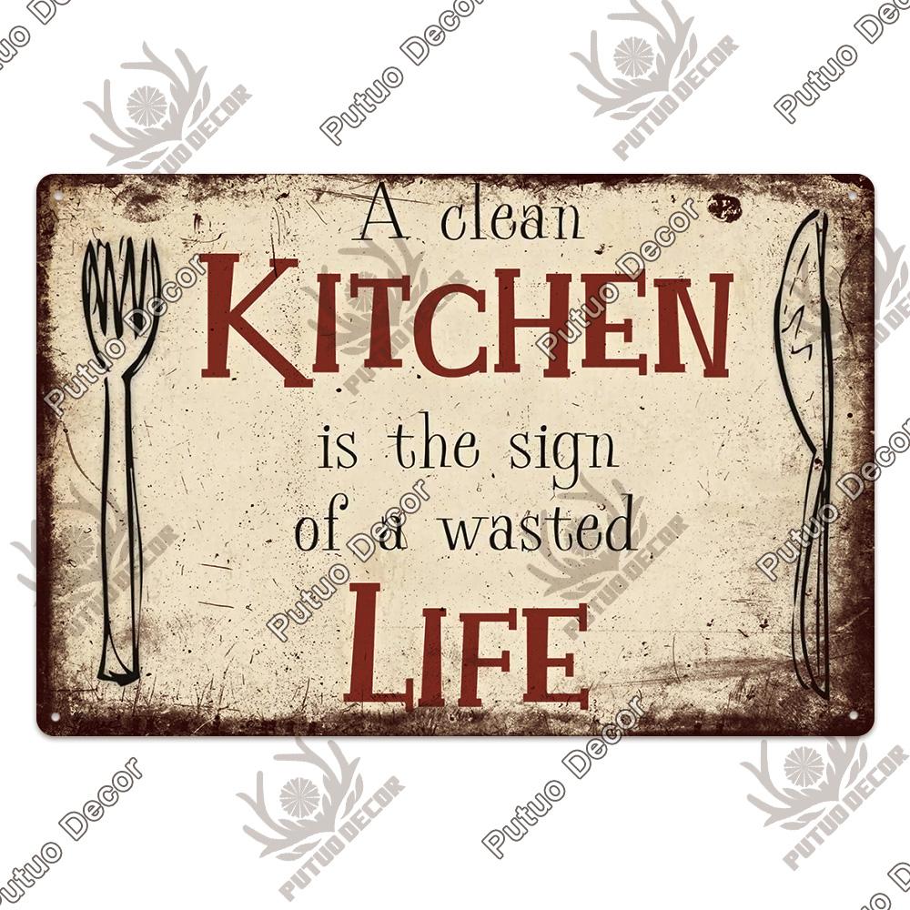 Putuo Decor Kitchen Slogan Vintage Tin Sign Plaque Metal Wall Art Stickers Cafe Kitchen Home Dinner Room Retro Poster Plate