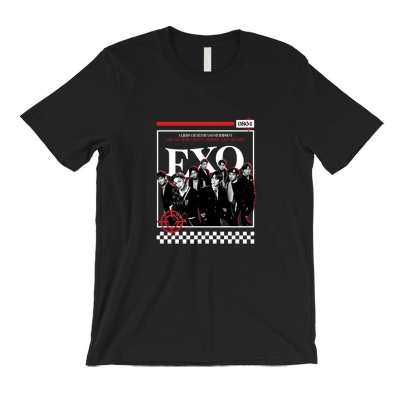 K-Pop группа EXO Ретро 0804 Годовщина Дебюта Групповой Портрет Графический Оверсайз Уличная Одежда Мерч для Фанатов Футболка Топ для EXO-L Энтузиастов K-Pop 4XL