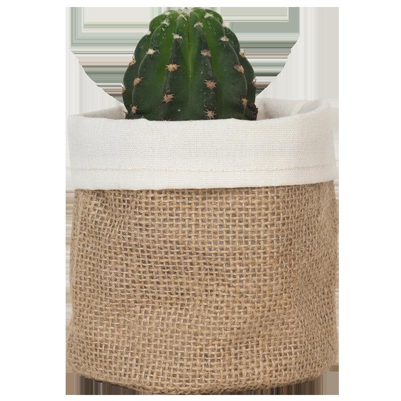 Retro Kraft Paper Flower Basket Desktop Makeup Washable Fabric Storage Basket Flower Pot Cover Pen Holder Home Supplies