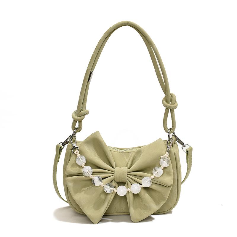 Schleifentasche Damenmode neue Perlenkette Umhängetasche Mode schlichte Textur Schultertasche