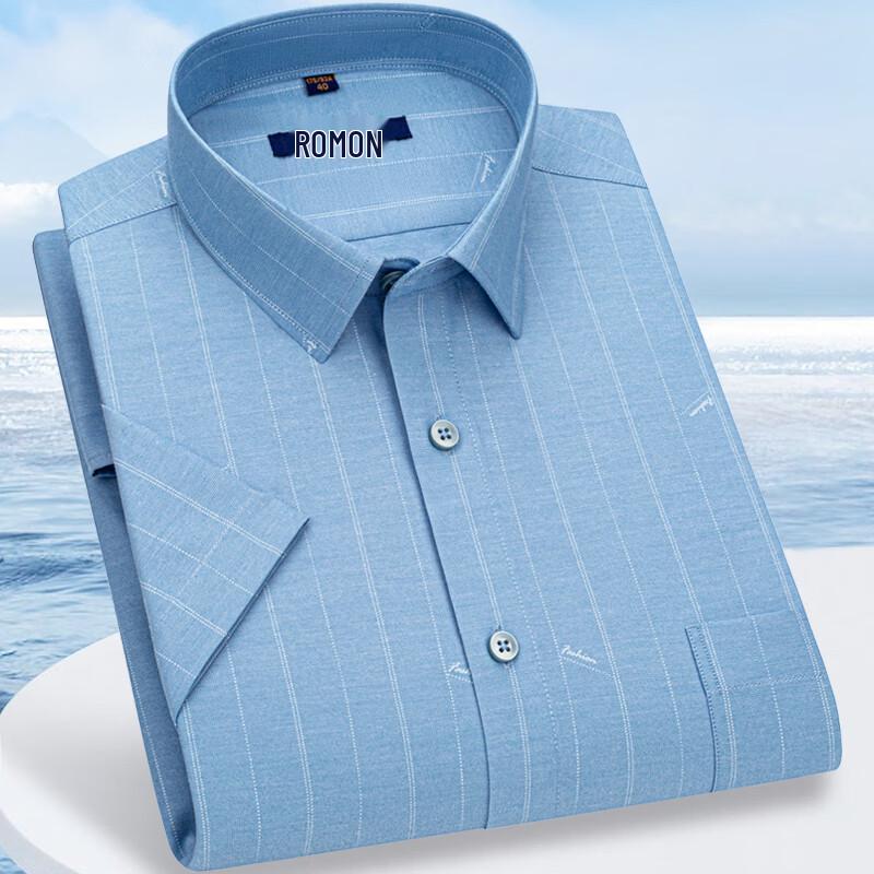 

Romon Men s Short Sleeve Square Collar Business Shirt 44