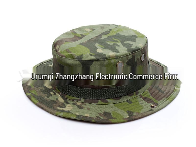 Military Fan Round Brim Camouflage Sun Hat with Python Pattern