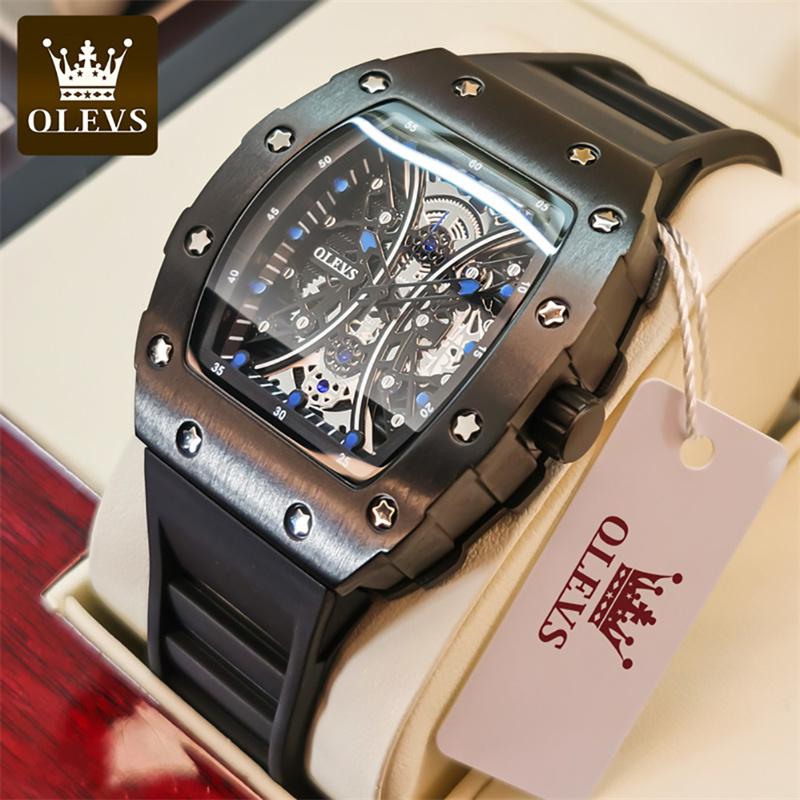 OLEVS Luxury Men Watch for Men Large Dial Rubber Strap Waterproof Luminous Fashion Mens Watches