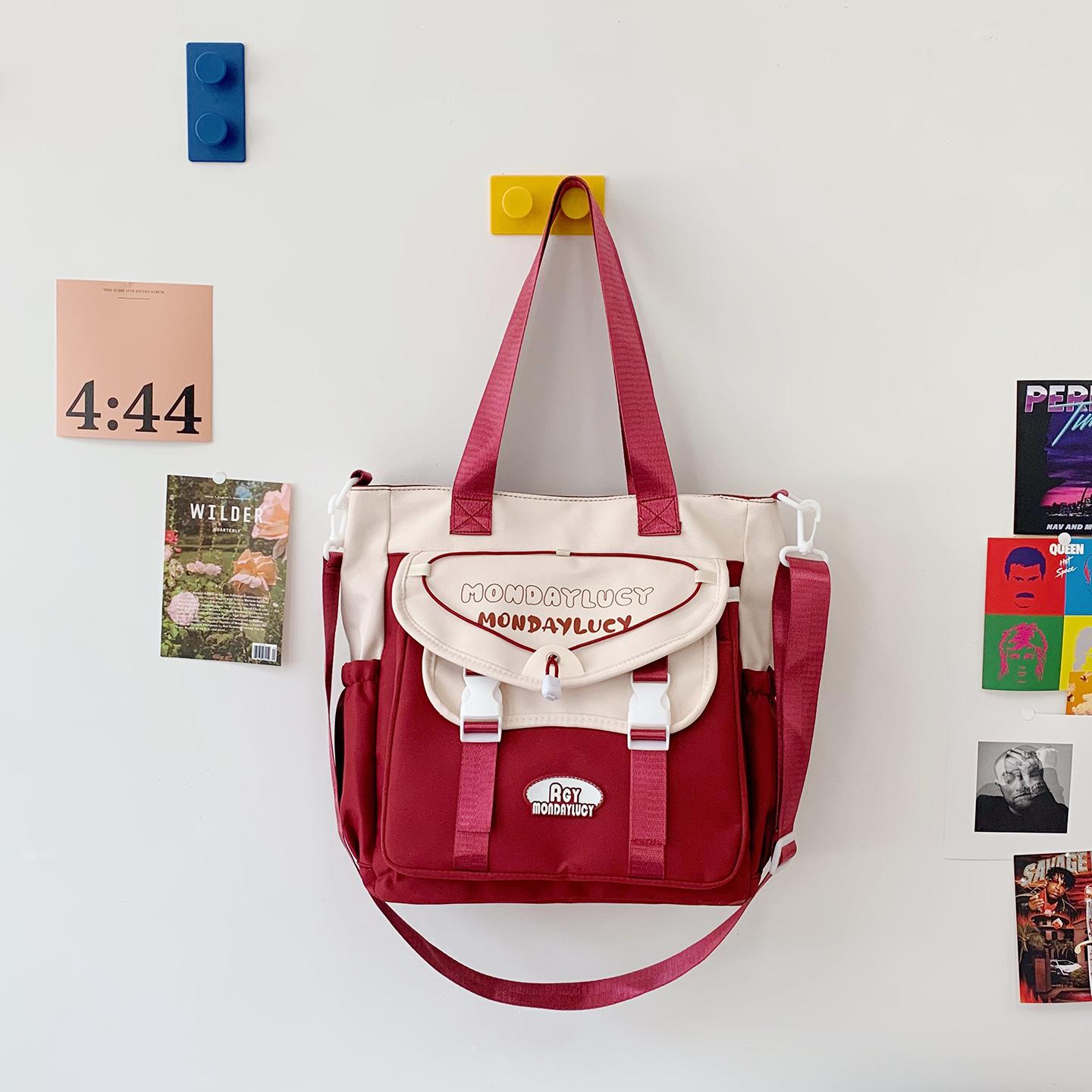 

Ежедневные поездки в школу Универсальный школьный рюкзак Студентка средней школы Сумка через плечо Рюкзак большой вместимости для путешествий налегке красный