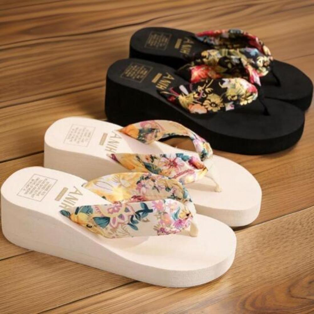 New Arrivals Open Run Women Flower Design Eva Height Increasing Platform Slipper