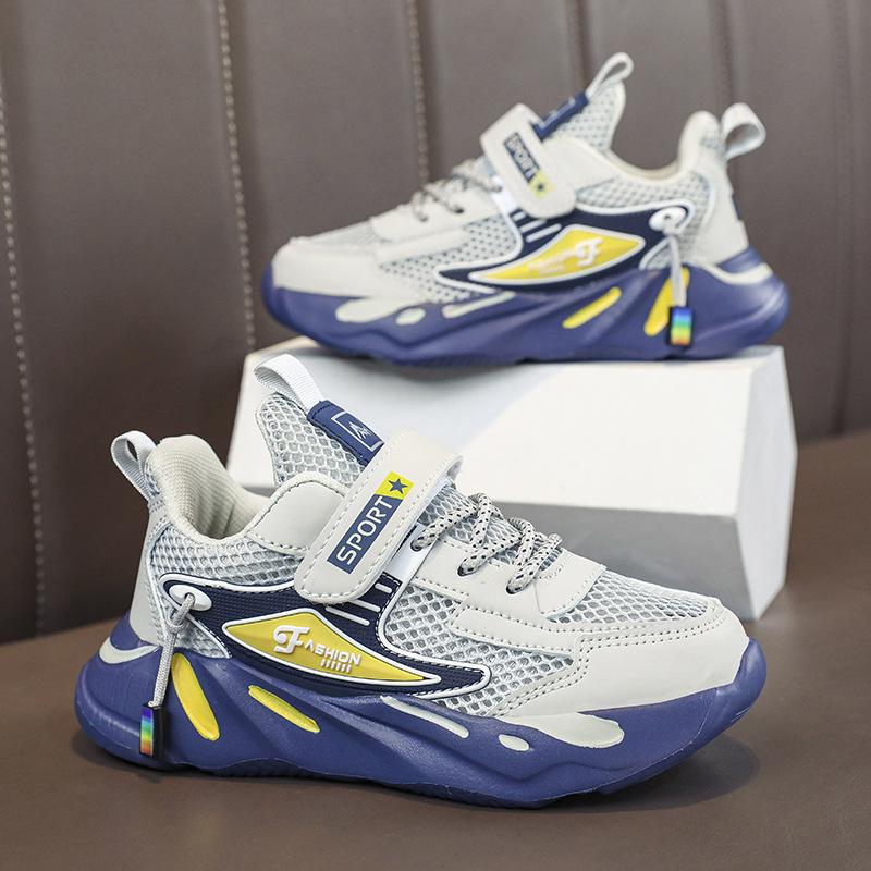 Children's Shoes Boys Lightweight Soft Thick-soled Primary School Students Running Sports Shoes Medium and Older Children's Mesh Breathable Casual Da