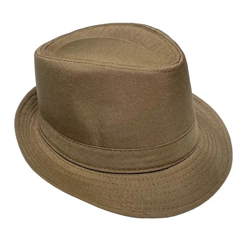 Letni Jednolity Jasny Kolor Kapelusz Przeciwsłoneczny Brytyjski Kapelusz Jazzowy Cylinder Męski Cylinder Zimowy Kapelusz Jazzowy Ciepły dla Osób w Średnim i Starszym Wieku Kapelusz Fedora