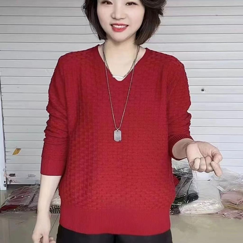 Maglione in Maglia a Maniche Lunghe da Donna Primavera e Autunno Madre Pigra Tinta Unita Ampio Top