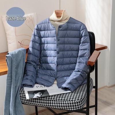 2024 Trendy Plus Size Down Jacket Women's Slim Lightweight Short Round Neck Warm Inner Layer Outerwear