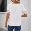 Ladies Summer Short Sleeve Skew Collar Mesh Pullover  Shirt Top
